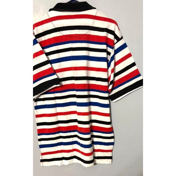 Roadblock Mens L Stripe Polo Shirt Red/Blue/Black/White Cotton Short Sleeve NWT - Picture 7 of 10